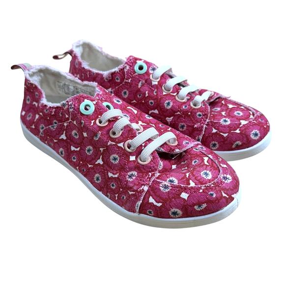 Vionic Beach Venice Pismo Poppy Pink Denim Sneaker Women's Size 5 New In Box - Picture 1 of 8